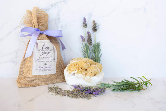 Rich Lavender Goat's Milk Soap: Transform your bath time into a tranquil spa retreat with the calming essence of lavender, elegantly combined with creamy goat's milk. Indulge in the ultimate relaxation as the soothing lavender scent envelops your senses, leaving your skin feeling rejuvenated, refreshed, and luxuriously pampered.