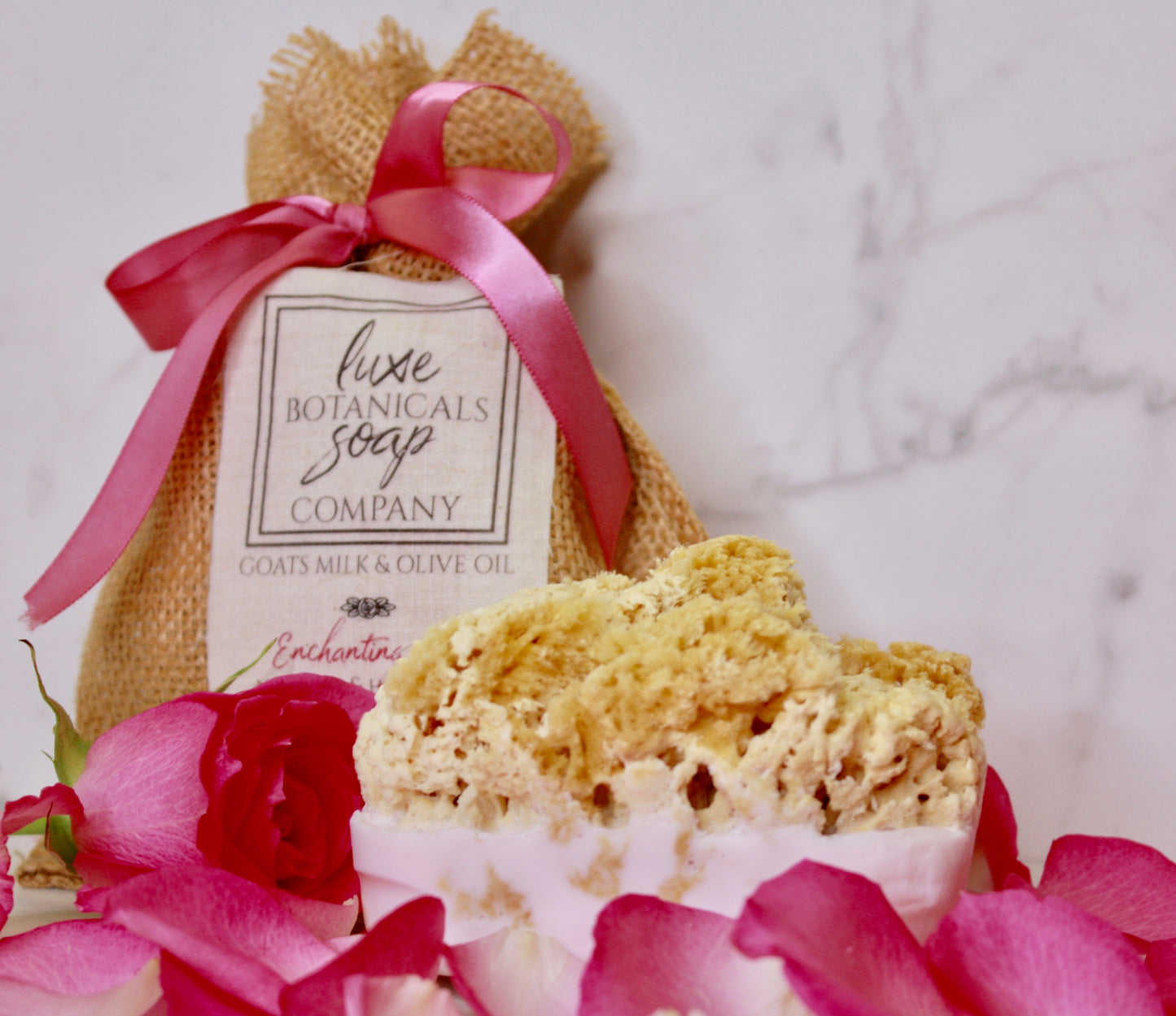 Enchanted Rose:  Enchanted Rose Goat's Milk Soap: Immerse yourself in the captivating aroma of roses, blended with creamy goat's milk for a luxurious bathing experience.